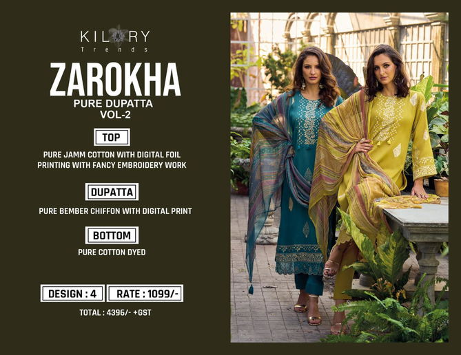 Zarokha Vol 2 By Kilory Jam Cotton Printed Salwar Kameez Expoters In India